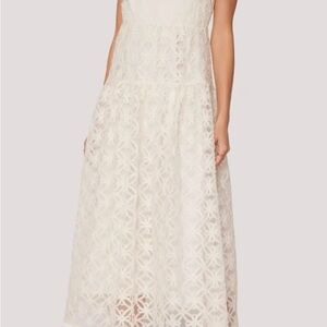 Lost + Wander White Lace Midi Dress